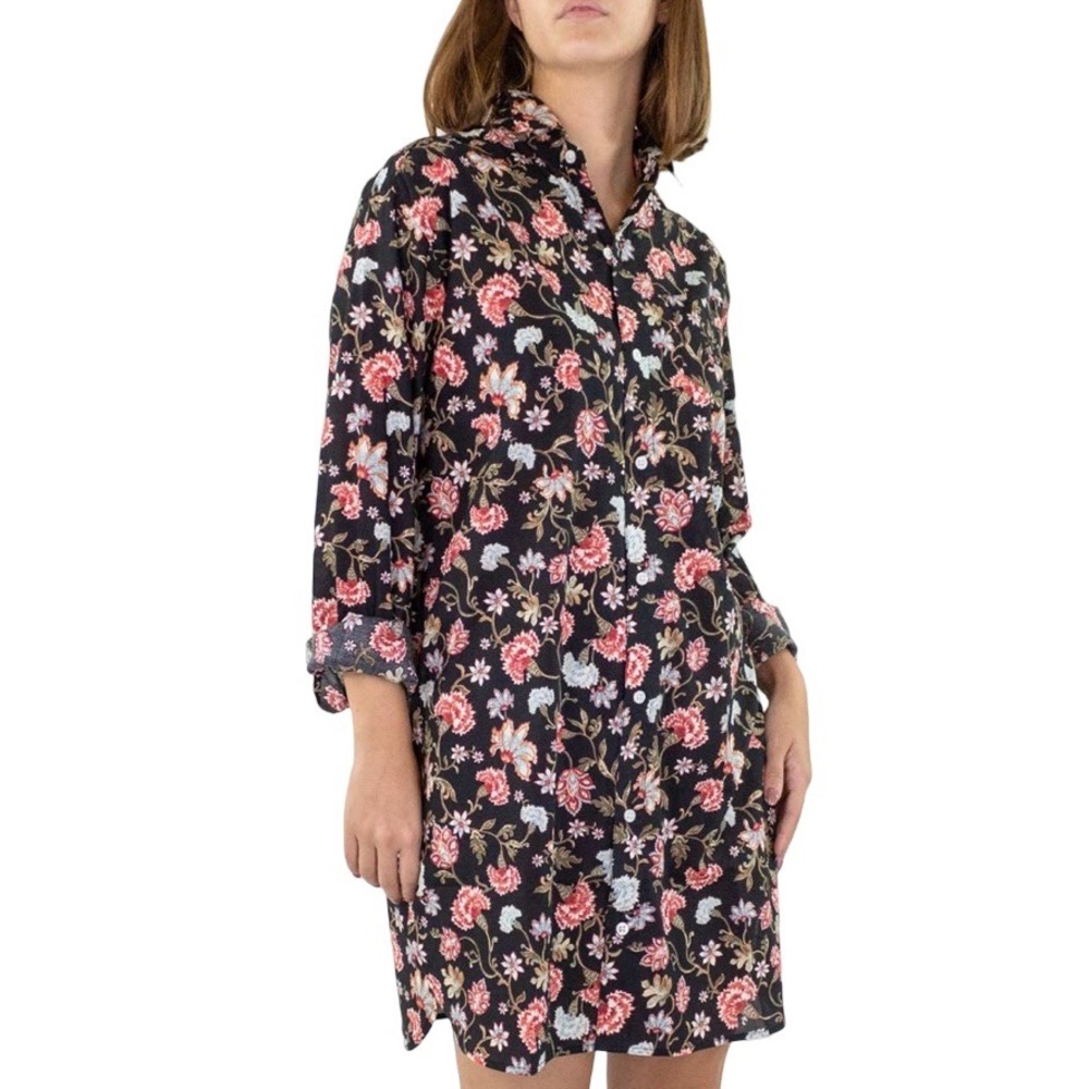 Lauren Ralph Lauren Classic Lawn Sleepshirt Dark Floral Logo Sz S Sleepwear Chic